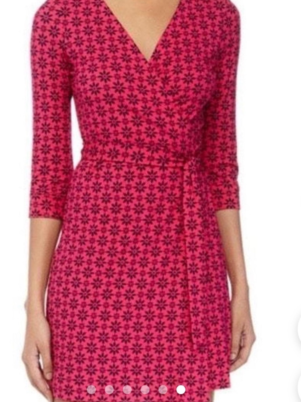 Diane von Furstenberg New Julian Two Mini Wrap Dress Pink Navy Size 4